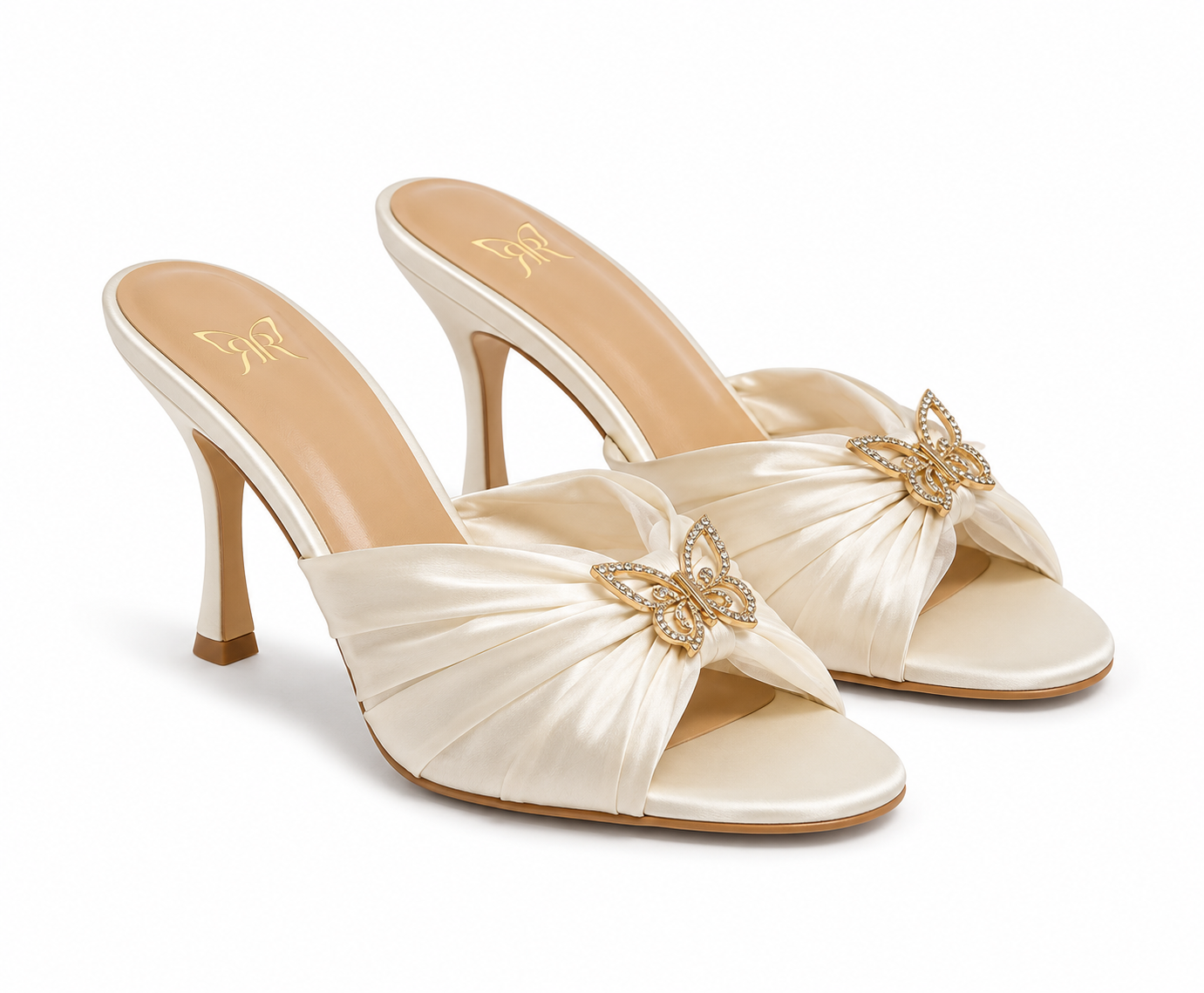 Butterfly Aurelia Satin Bow Mules